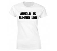 buzz shirts Arnold Is Numero Uno - Womens Organic Cotton Retro Gym T-Shirt
