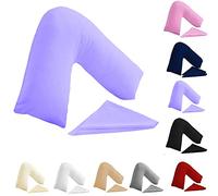 BuzzBuy Federa per cuscino a forma di V, 100% policotone, supporto ortopedico per schiena e collo, per gravidanza/allattamento, solo federa per cuscino (lilla)