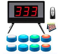 Buzzer di Risposta per Gioco Set di Buzzer Quiz Wireless con Telecomando E 4/6/8/10 Buzzer 4 modalità di Risposta E 4 Luci Indicatrici Colorate per Game Show Scuola Quiz Festa Competizione 8 Groups