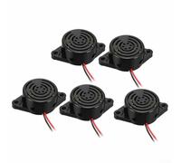 Buzzer elettronico, 5 pezzi, allarme acustico per uso industriale, suono continuo da 100 dB, tensione DC 3 V 24 V, 3 fori da 5 x 4 mm