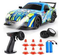 BuzzoXerex Auto Drift RC, 1:22 RC Drift Car, 4WD Macchina Telecomandata Professionale con Luce LED Colorati, 15km/h, Auto Giocattolo per Bambini di Età Superiore agli 8 Anni (Blu)