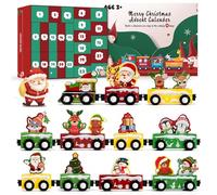 BuzzoXerex Calendario Avvento 2025, 24 Giorni Calendario Dell'Avvento Treno Bambini con 16 Decorazioni Natalizie Magnetico Natale Legno Treno Regalo di Natale per Ragazzi Ragazze