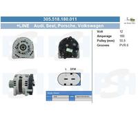 BV PSH Lichtmaschine Generator 180A 12V per VW Passat Alltrack 2.0 TDI 1.9