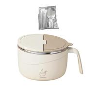 Bvdfgk Ramen Bowl Multifunzionale con Coperchio Ciotola per Noodles Riso Insalata E Frutta Accessorio Domestico in Acciaio Inox Isolante Adatto a Casa Lavoro, Beige