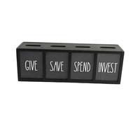 Bvdfgk Salvadanaio in Legno con 4 Scomparti, Ideale Come Regalo di Compleanno per Ragazzi, Ragazze, Bambini E Adulti, Nero