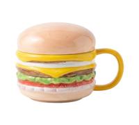 Bvdfgk Tazza da caffè, Tazza da Acqua a Forma di Hamburger, Collezione con, Tazza da Bere Originale per La Cucina, Manico Giallo