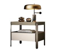 BVDHASDBT Comodino Con Ripiano, Tavolino Piccolo For Camera Da Letto, Con Piano In Vetro, Comodino Moderno For Camere Da Letto, Soggiorni, Uffici, Tavolino Moderno(Tea brown,45x40x48cm)