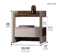 BVDHASDBT Comodino For Camera Da Letto, Comodino Con Ripiano Apribile, Con Piano In Vetro E Profilo Curvo, Design For Dormitorio E Soggiorno.(Brown,30x37x48cm)
