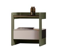 BVDHASDBT Comodino per camera da letto, mensola comodino apribile con ripiano in vetro, con profilo curvo, design per dormitorio e soggiorno (verde, 40 x 37 x 48 cm)