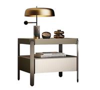 BVDHASDBT Comodino Simply Modern, Tavolino Da Notte Con Ripiano, Con Piano In Vetro E Design Curvo For Camera Da Letto, Cameretta, Armadio E Soggiorno.(Tea brown,45x40x48cm)