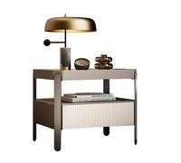 BVDHASDBT Comodino Simply Modern, Tavolino Da Notte Con Ripiano, Con Piano In Vetro E Design Curvo For Camera Da Letto, Cameretta, Armadio E Soggiorno.(Apricot,50x40x48cm)