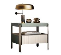 BVDHASDBT Comodino Simply Modern, Tavolino Da Notte Con Ripiano, Con Piano In Vetro E Design Curvo For Camera Da Letto, Cameretta, Armadio E Soggiorno.(Green,50x40x48cm)