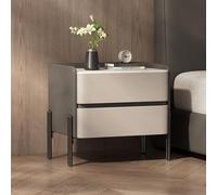 BVDHASDBT Tavolino moderno, tavolino piccolo per camera da letto, cassettiera in legno, gambe in metallo per camera da letto, soggiorno, design a profilo curvo (grigio scuro, 45 x 40 x 50 cm)
