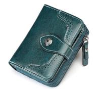 BVEOGMRO Piccolo portafoglio da donna compatto con blocco RFID, in pelle, con cerniera, portafoglio per carte di credito, Blu lago, 4.93" x 3.74" x 1.58" in