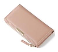 BVEOGMRO Portafoglio sottile da donna a due volte lungo da viaggio porta carte di credito con tasca portamonete con cerniera, Rosa