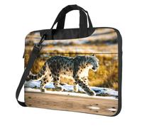 bvgweet Borsa a tracolla per computer portatile con stampa leopardata per computer da 13/14/15,6 pollici, Nero , 15.6 inch
