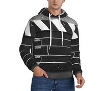 bvgweet Classico Film Clapboard Stampa Nero Pullover Con Cappuccio Per Gli Uomini Manica Lunga Felpe In Pile Con Tasche Casual Allenamento Felpa Con Cappuccio, Nero , S