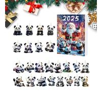 Bvizyelck Calendario 'Avvento 2025-2d in acrilico a forma di panda, ornamento natalizio 'Avvento 2025, decorazione natalizia per la casa, per porte, rami, ingresso, finestra, interni ed