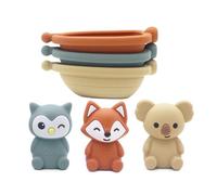 Bvizyelck Giocattoli Da Bagno In Silicone - Set Di Galleggianti In Silicone Con Design Animale - Set di Giocattoli da Vasca Impilabili Gioco con le Dita - Per Bambini Ragazzi E Ragazze Vasca Doccia