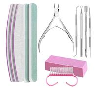 Bvizyelck Kit di lime per unghie, set per manicure per salone, Kit per la cura delle unghie in acciaio inossidabile per strumenti per manicure 100/180, Gli strumenti per unghie includono un tronchese