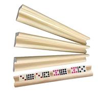 Bvizyelck Porta Tessere Domino in Legno - 4 Pezzi Supporti in Legno di Faggio per Domino, Supporti per Domino per Tessere di Domino, Porta Domino per Treno Messicano, Chickenfoot