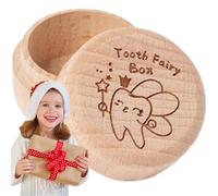 Bvizyelck Scatola dei ricordi dei denti, scatola in legno per ricordi dei denti caduti - Scatola portaoggetti per compleanno baby shower, fata per bambino ragazza, ricordo