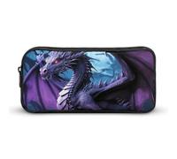BVKWNTSA Astuccio per matite con stampa di drago viola, luna, per ragazze, ragazzi, bambini, utilizzabile come astuccio, accessorio da ufficio, trousse per cosmetici