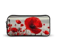 BVKWNTSA Astuccio portapenne con stampa di papaveri rossi, per ragazze, ragazzi, bambini, utilizzabile come astuccio, accessorio da ufficio, trousse per cosmetici