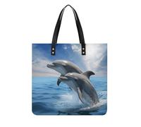 BVKWNTSA Borsa alla moda in pelle stampata con due delfini, una scelta versatile per pendolarismo, viaggi e uso quotidiano