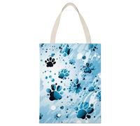 BVKWNTSA Borsa di tela stampata blu con zampa di cane di grande capacità, una borsa per lo shopping durevole ed elegante