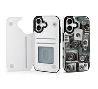 BVKWNTSA Compatibile con iPhone 17, retro cool camera Collection1 stampato donna in pelle PU antiurto custodia protettiva Folio con porta carte di credito cavalletto