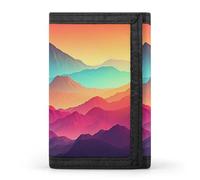 BVKWNTSA Elegante e durevole Colore Mountain Gradient stampato Tri-fold Portafoglio, Multi-Card Slots, Grande Capacità e Portatile, Colore Montagna Gradiente, Taglia unica