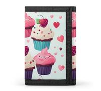 BVKWNTSA Elegante e durevole portafoglio pieghevole a tre pieghe con stampa a cuori, con scomparti per carte di credito, grande capacità e portatile, Cupcake Candy Hearts Sweet, Taglia unica