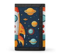 BVKWNTSA Elegante e durevole Rocket Clipart Space Ship stampato Tri-fold Portafoglio, Multi-Card Slot, grande capacità e portatile, Razzo Clipart Nave spaziale, Taglia unica
