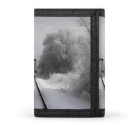 BVKWNTSA Elegante e durevole Treno Snowy Train Tracks stampato Tri-fold Portafoglio, Multi-Card Slots, Grande Capacità e Portatile, Tracce del treno innevato, Taglia unica
