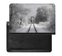 BVKWNTSA Elegante e pratico binario di treno innevato stampato protezione passaporto è il tuo compagno di viaggio perfetto, proteggendo completamente la sicurezza del passaporto.