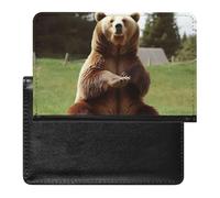 BVKWNTSA Elegante e pratico Hi Bear seduto sul prato stampato passaporto Protector è il tuo compagno di viaggio perfetto, proteggendo completamente la sicurezza del passaporto.