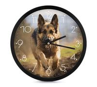 BVKWNTSA Elegante e semplice orologio da parete rotondo in plastica con stampa di pastore tedesco, cronometraggio preciso, decorazione della stanza