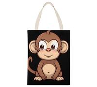 BVKWNTSA Grande capacità Cartoon Brown Monkey stampato tela Tote Bag Singolo - Un aiuto durevole ed elegante per lo shopping