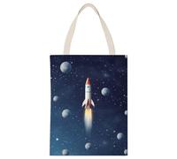 BVKWNTSA Grande capacità razzo nello spazio stampato tela Tote Bag Singola - Un aiuto durevole ed elegante per lo shopping