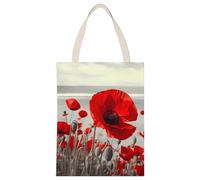 BVKWNTSA Grande capacità rosso papavero fiore stampato tela tote bag singola - un aiuto durevole ed elegante shopping
