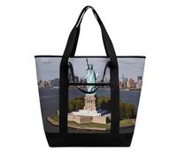 BVKWNTSA Grande capacità Statua della Libertà in NYC stampato borsa della spesa isolata - materiale impermeabile in tessuto Oxford, adatto per shopping, picnic e altri scenari