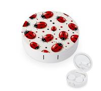 BVKWNTSA La custodia per lenti a contatto con coccinella rossa rotonda portatile è elegante e compatta, facile da trasportare e protegge le lenti.