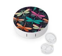 BVKWNTSA La custodia per lenti a contatto con libellula rotonda portatile è elegante e compatta, facile da trasportare e protegge le lenti.