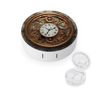BVKWNTSA La custodia per lenti a contatto con orologio Steampunk rotondo e portatile è elegante e compatta, facile da trasportare e protegge le lenti.