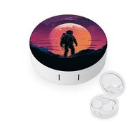 BVKWNTSA La custodia per lenti a contatto con stampa astronauta rotonda portatile è elegante e compatta, facile da trasportare e protegge le lenti.