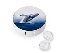 BVKWNTSA La custodia per lenti a contatto con stampa balena blu rotonda portatile è elegante e compatta, facile da trasportare e protegge le lenti.