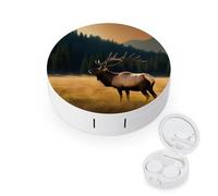 BVKWNTSA La custodia per lenti a contatto con stampa di alce rotonda portatile è elegante e compatta, facile da trasportare e protegge le lenti.