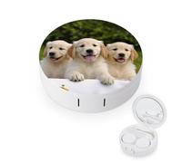 BVKWNTSA La custodia per lenti a contatto con stampa di cuccioli di Golden Retriever rotonda portatile è elegante e compatta, facile da trasportare e protegge le lenti.