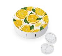 BVKWNTSA La custodia per lenti a contatto con stampa di frutta e limone rotonda portatile è elegante e compatta, facile da trasportare e protegge le lenti.